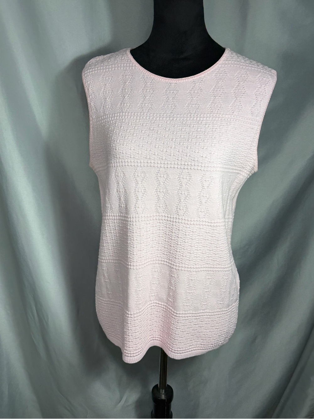 Vintage Women’s Sleeveless Scoop Crewneck Sleeveless Pullover Sweater Pink Sz L